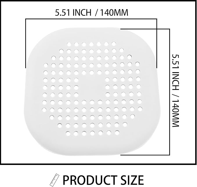 2 Pack 5.5 Inch / 140mm Drain Hair Catcher, Silicone Sink Drain Strainer Square - Image 5