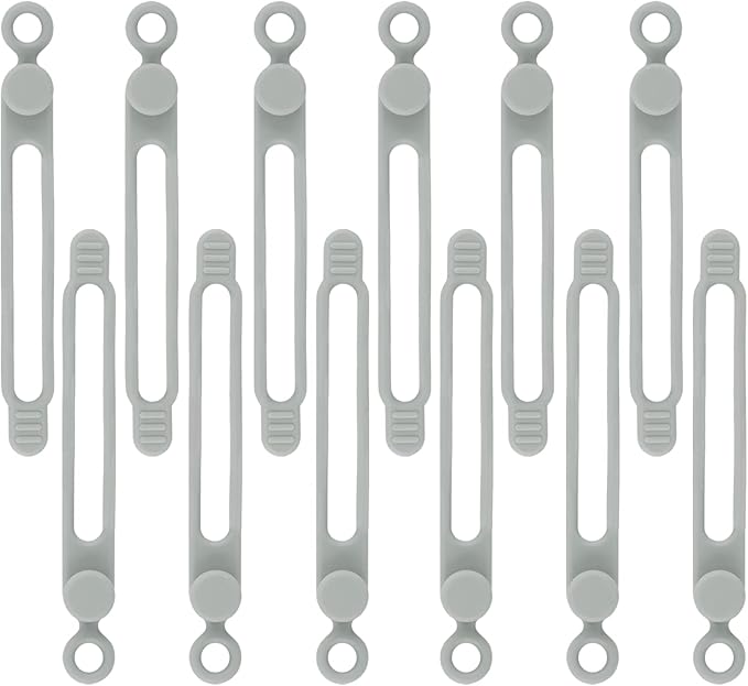 12Pcs Grey Silicone Cable Ties, Silicone Cable Straps, Rubber Cable Ties by anpiwshjo