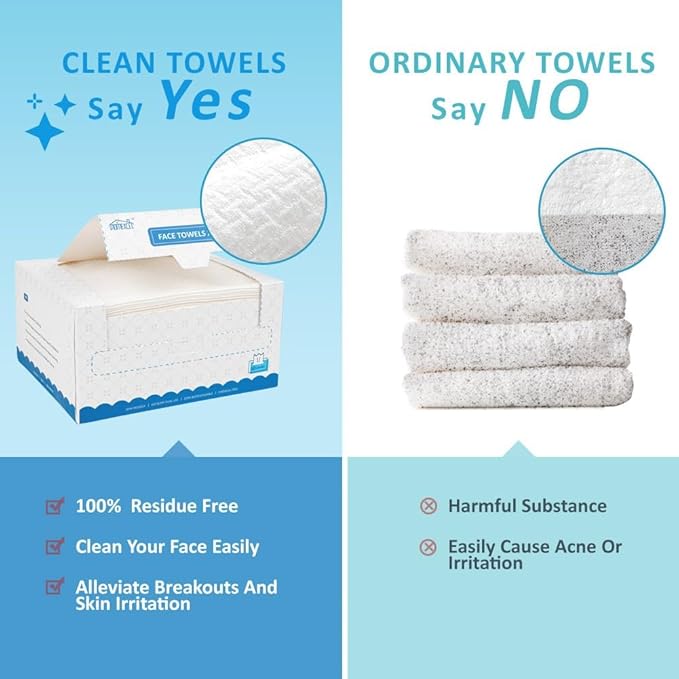 HOMEXCEL Face Towels, Disposable Face Towelette, Biodegradable Makeup Remover - Image 7
