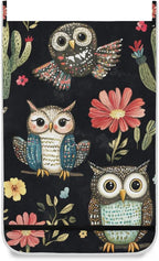 Black Owls Cactus Butterfly Hanging Laundry Hamper Door Hampers Bag Basket - Image 2