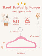 HOUSE DAY 11 Inch Velvet Baby Hangers 50 Pack Lt-Pink, Premium Kids Hangers - Image 7