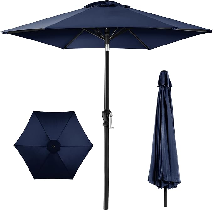 Best Choice Products 10ft Outdoor Table Compatible Steel Polyester Market Patio Umbrella w/Crank and Easy Push Button Tilt by BestChoiceProducts