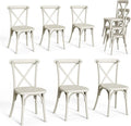 VINGLI Plastic Outdoor Dining Chairs Set of 6, Stackable Patio Cream White Dining Chairs with X Back, Waterproof Kitchen & Dining Room Chairs for Indoor-Outdoor, Capacity 400 lbs by VINGLI