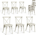 VINGLI Plastic Outdoor Dining Chairs Set of 6, Stackable Patio Cream White Dining Chairs with X Back, Waterproof Kitchen & Dining Room Chairs for Indoor-Outdoor, Capacity 400 lbs by VINGLI