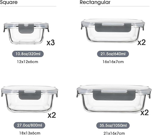 18 Pieces Glass Food Storage Containers - Image 2