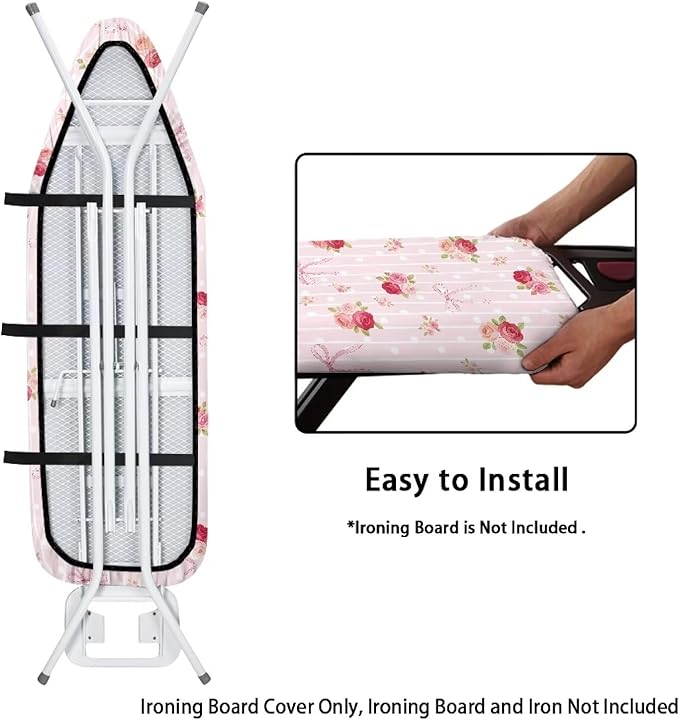 Bowknot Rose Flower Ironing Board Cover Elastic Edge - Image 4