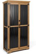 PetsCosset Outdoor Storage Cabinet, Wood & Metal Storage Shed with Weather-Resistant Roof, Removable Shelves, Lockable Doors, Outside Storage Tool Organizer for Garden, Patio, Backyard, Garage, Pool by PETSCOSSET