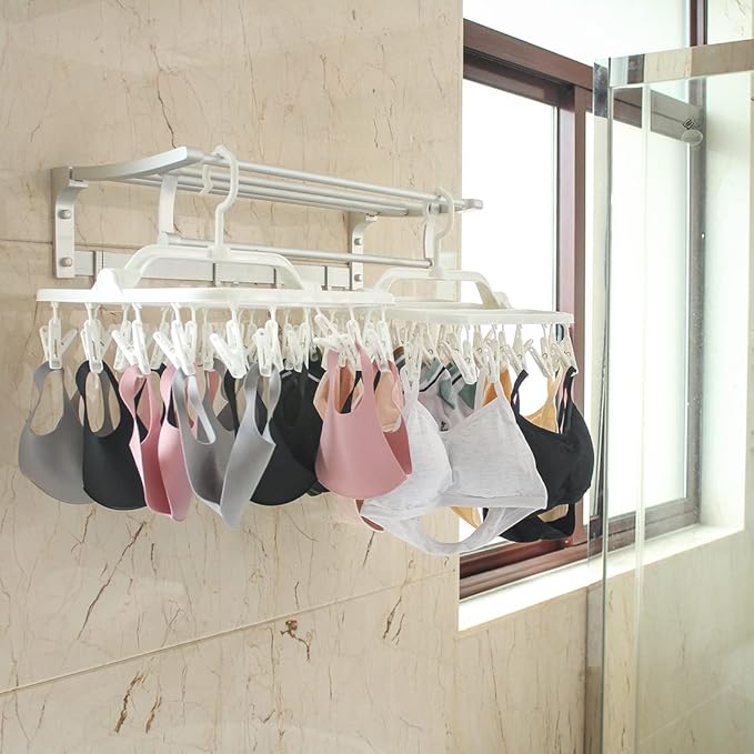 Foldable Plastic Hangers with 26 Drying Clips, Underwear Hanger with Clips - Image 6