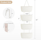 Dahey Over The Door Hanging Basket 4-Tier Woven Boho Wall Mounted Storage - Image 4