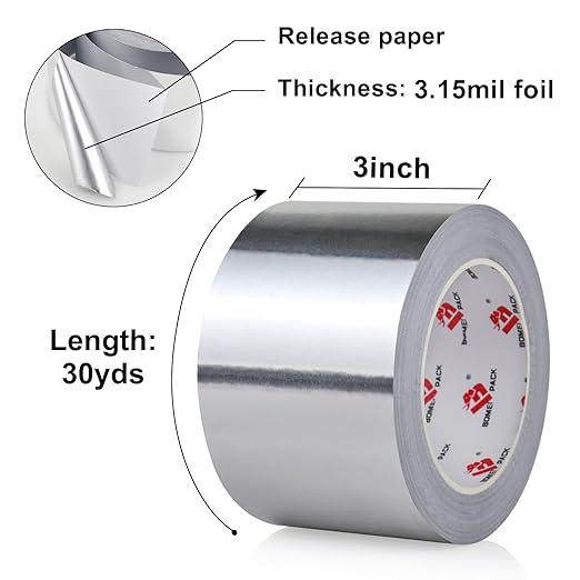 BOMEI PACK Aluminum Foil Tape, Heavy Duty Metal Foil Tape, High Temperature - Image 5