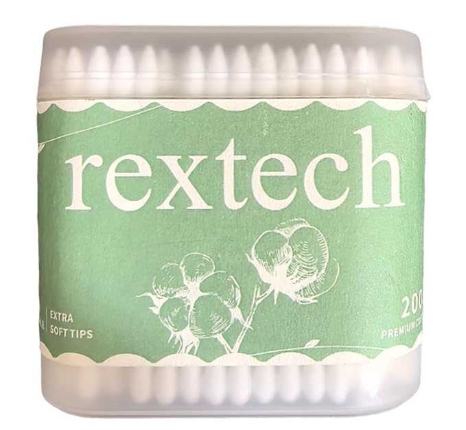 REXTECH Cotton Swabs 200 Count, Rounded and Pointed Dual Tip by REXTECH