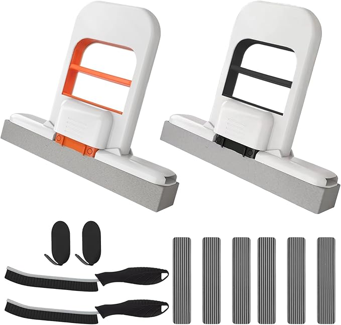 Mini Mop and Cleaning Brush Set, Foldable Self-Squeeze Sponge Mini Mop & Hard by Unknown