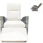Outdoor Wicker Recliner Chair, 145° Patio Lounge Chair with 4" Cushion, Adjustable Backrest & Footrest, Flip-up Table & Side Pocket for Backyard, Deck, Balcony, Terrace, Poolside - Image 8