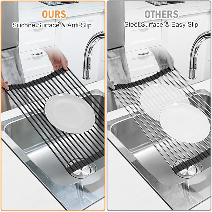 LEMIKKLE Roll Up Dish Drying Rack 17" x 13", Over The Sink Dish Drainer Rack - Image 5