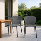 2xhome Set of 3 Patio Dining Chairs | Modern Stackable Outdoor Pool Side Chair | Weather Resistant Plastic for Yard, Porch, Balcony, Kitchen, Gray - Image 2
