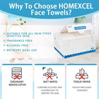HOMEXCEL Face Towels 100 Count, Disposable Makeup Remover Wipes, Super Soft - Image 7