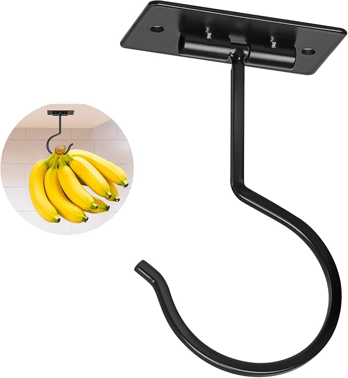 Self Adhesive Banana Hook Under Cabinet Foldable Banana Hanger Black Metal - Image 9