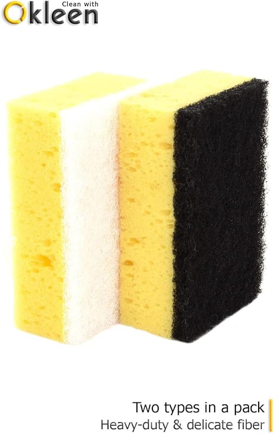 Yellow Multi Use Scrub Sponge. Made in Europe. 9 Pack, 4.3x2.8x1.4 inches. - Image 6