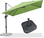 PURPLE LEAF 10 Feet Square Cantilever Umbrella Patio Umbrella with Base Outdoor Umbrella Aluminum Offset with 360-degree Rotation for Garden Deck Pool Patio Apple Green by PURPLELEAF