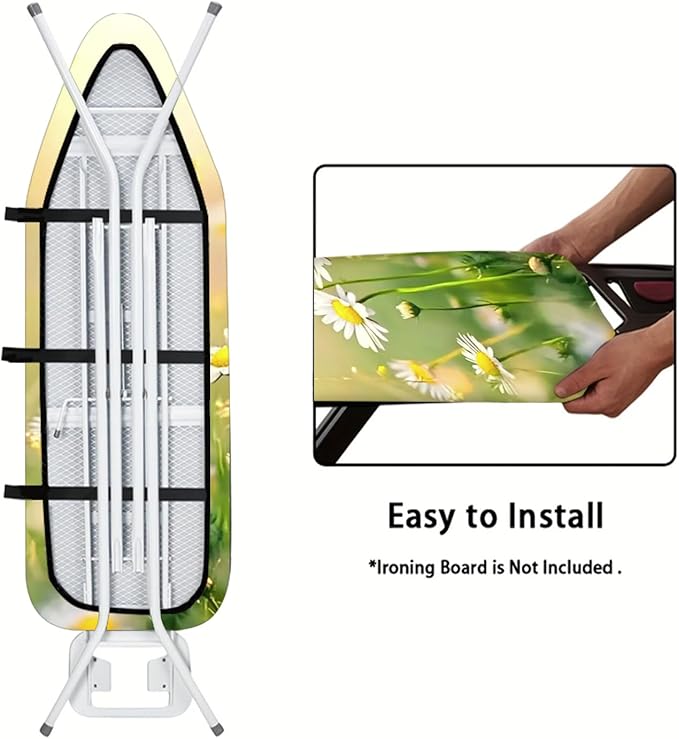 Nuxovilar White Daisy & Yellow Floral Pattern Ironing Board Cover, 15×54 inch - Image 5