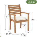 OC Orange-Casual Stackable Patio Dining Chairs Set of 2, Outdoor Acacia Wooden Chairs w/Armrest & Removeable Fabric Cushion, for Porch, Backyard, Garden, Indoor, Beige - Image 3