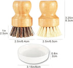 Bamboo Scrub Brush Clean Pan, Dish and Vegetable, Natural Bristles Palm Pot - Image 3