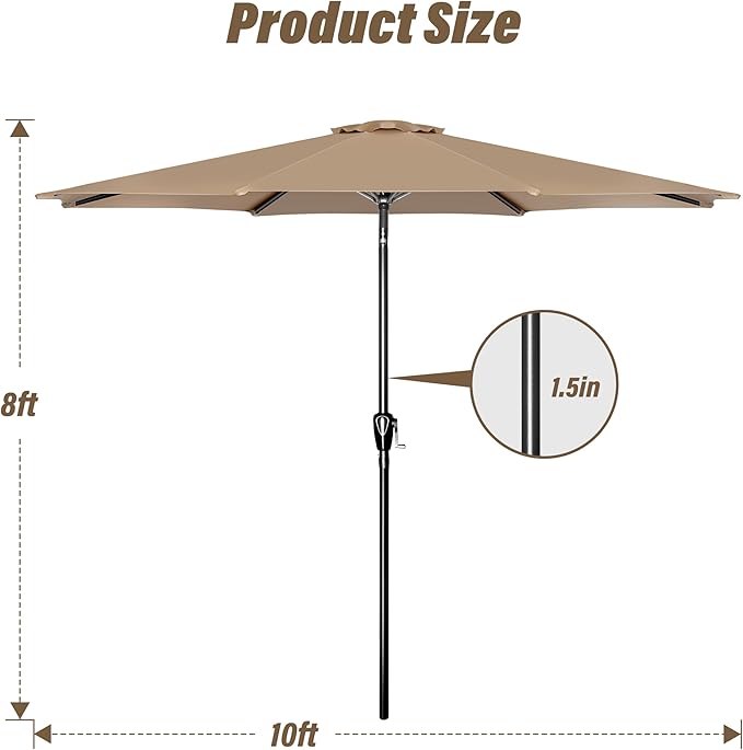 Simple Deluxe 9' Patio Umbrella Outdoor Table Market Yard Umbrella with Push Button Tilt/Crank - Image 6