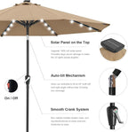 ABCCANOPY Durable Solar Led Patio Umbrellas with 32LED Lights 9FT (khaki) - Image 9