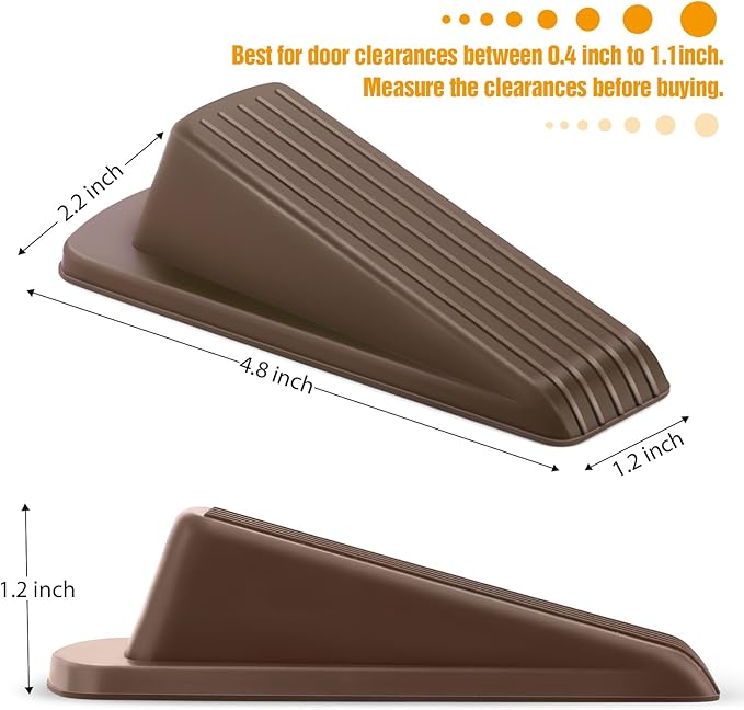 Crosize Rubber Door Stoppers for Floor, Door Stop Wedge for Heavy Duty Door - Image 2