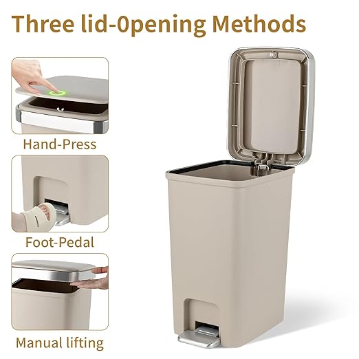 Small Bathroom Trash Can with Lid and 3 Rolls Trash Bags, Step Pedal - Image 3