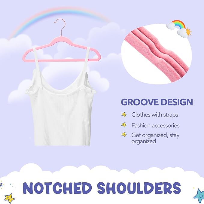 HOUSE DAY Velvet Kids Hangers 60 Pack, Premium Childrens Hangers - Image 5