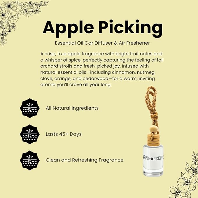 Fresh Autumn Apple Scented Car & Closet Air Freshener – Hanging Essential Oil - Image 4