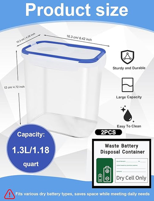 2 Pack Battery Disposal Container, Used Battery Containers - Image 2