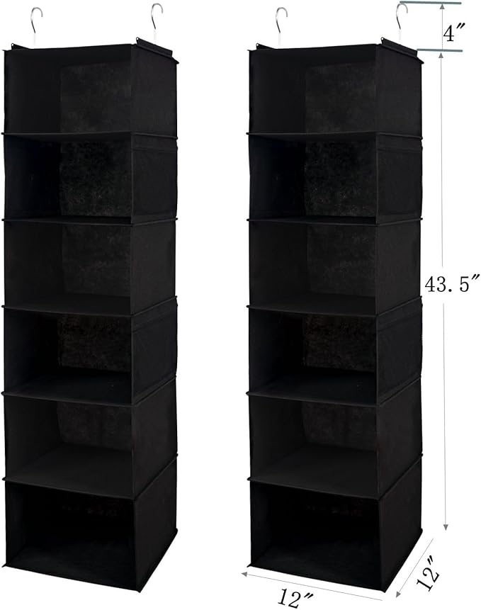6 Shelves Hanging Closet Organizer, 2 Pack Hanging Storage - Image 3