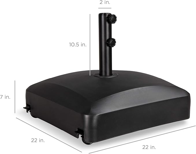 Best Choice Products 123lb Capacity Fillable Mobile Umbrella Base Heavy Duty Market Stand for Patio, Deck, Poolside w/ 4 Wheels, 2 Locks, 2 Knobs, Wind-Resistant Design - Black - Image 7