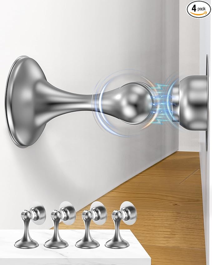 Magnetic Door Stoppers 4 Pack, Stainless Steel Door Stops by Profasion