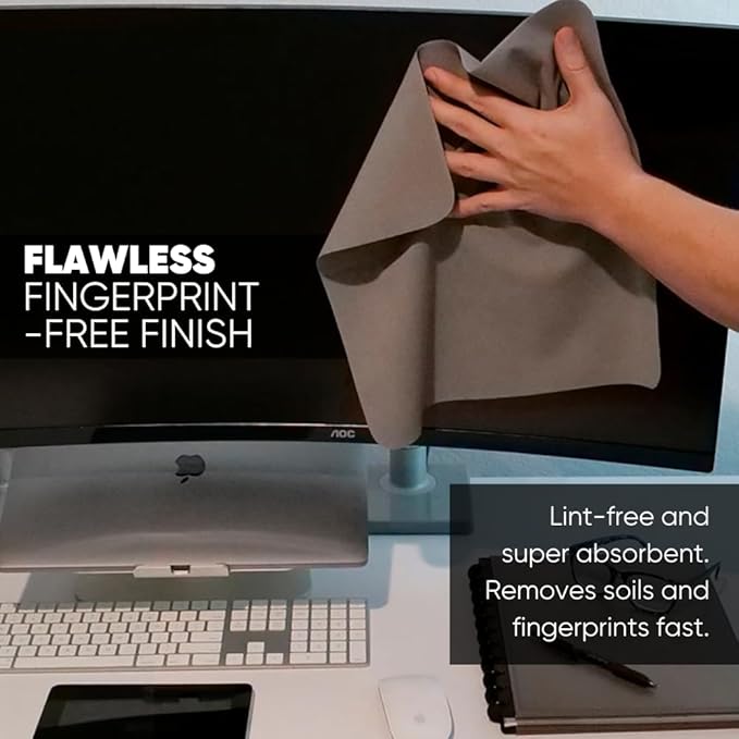Microfiber Wholesale Premium TV Screen Cleaning Cloth Black | 14”x14” | 3pk | - Image 3