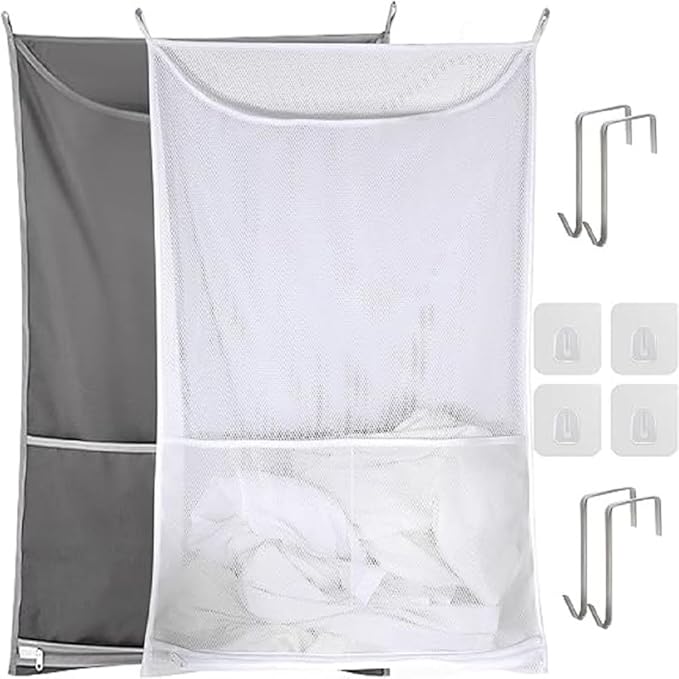 Hanging Laundry Hamper, Over The Door Laundry Hamper, Mesh Hanging Laundry Bag - Image 8