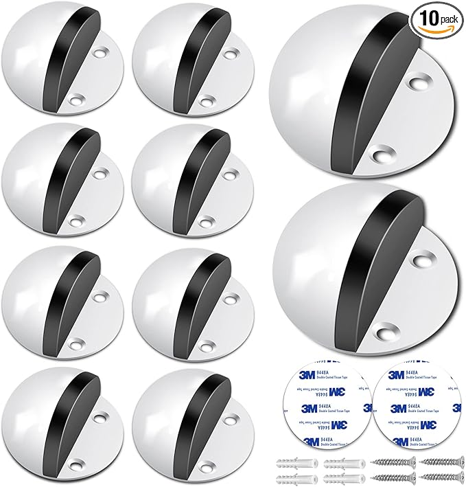 10 Pack Door Stoppers Adhesive Floor Mounted Door Stop No Drill by Gudui