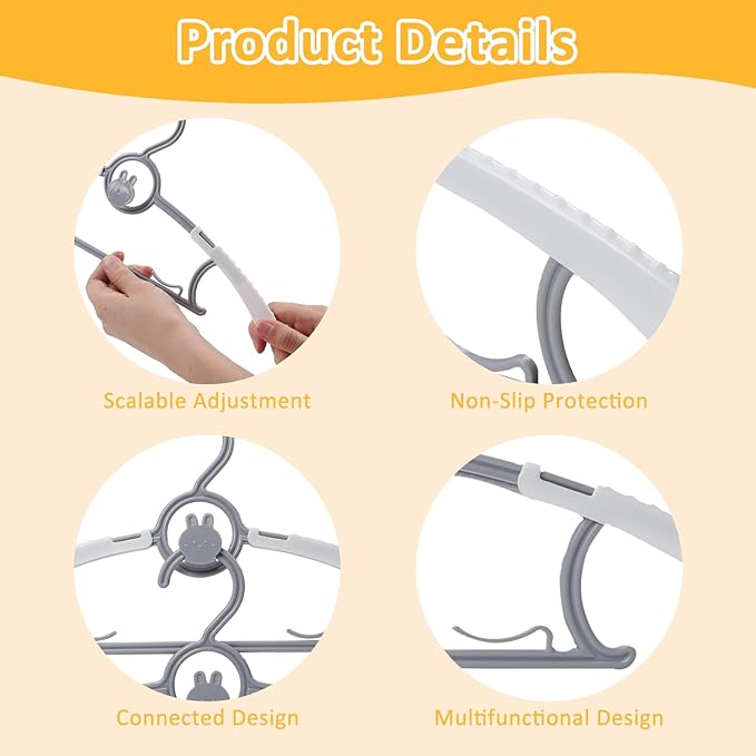 50 Pack Baby Hangers, Non-Slip Kids Hangers, Space Saving Plastic Hanger - Image 3