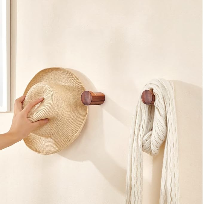 Natural Wood Wall Hooks, for Hanging Coat Towel Cap Bag Purses Jacket Backpack - Image 2