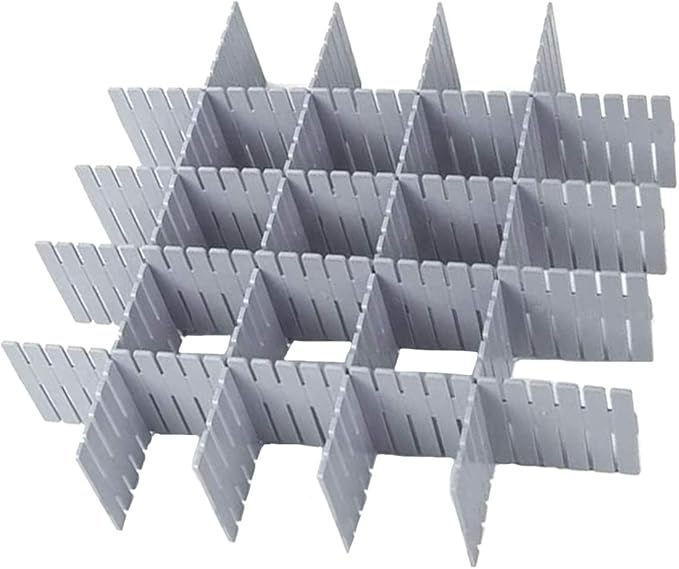 Onerbuy 8pcs Adjustable Grid Drawer Dividers DIY Plastic Closet Separator Tidy - Image 7