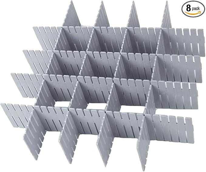 Onerbuy 8pcs Adjustable Grid Drawer Dividers DIY Plastic Closet Separator Tidy by Onerbuy