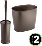 mDesign Plastic Compact Toilet Bowl Brush, Round Slim Wastebasket, Garbage - Image 2