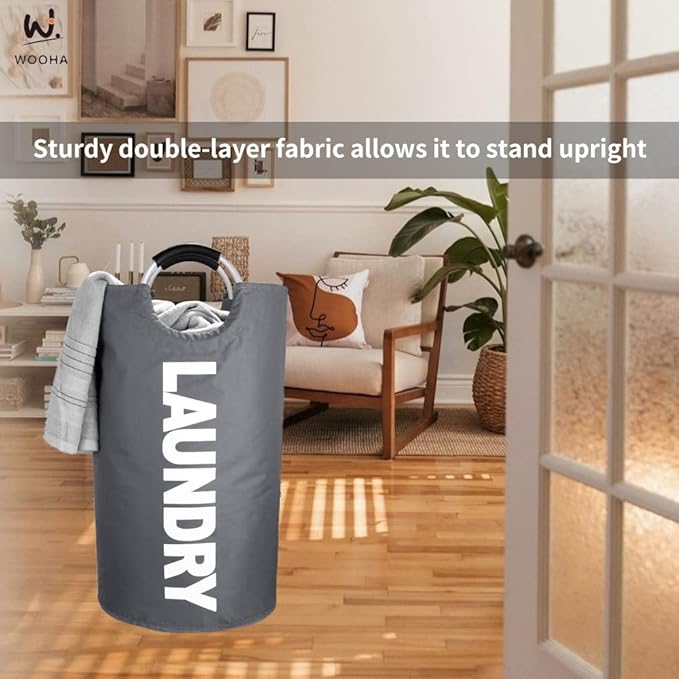WOOHA 125L Large laundry basket, Collapsible laundry hamper, Tall Clothes - Image 2