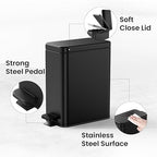 Cesun Bathroom Trash Can with Lid, 2.6 Gallon Small Black Bathroom Garbage Can - Image 4
