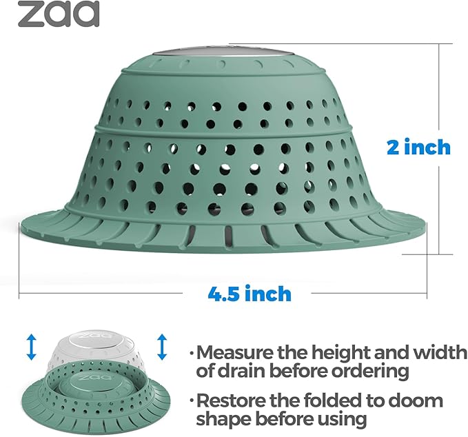 zaa Bathtub Drain Hair Catcher, Premium Silicone Collapsible 2 Pack Drain - Image 5