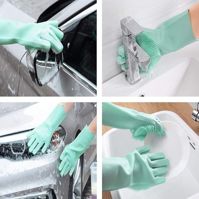 Silicone Dishwashing Gloves, Pet Grooming Rubber Scrubbing - Image 6
