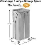 WOWLIVE 100L Rolling Laundry Hamper - Image 4