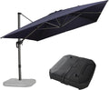 PURPLE LEAF 10' X 13' Patio Umbrella with Base Outdoor Cantilever Rectangle Offset Umbrella with 360-degree Rotation for Garden Deck Pool Patio Navy by PURPLELEAF